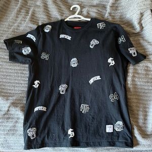 Large Black Supreme University Patch T-Shirt